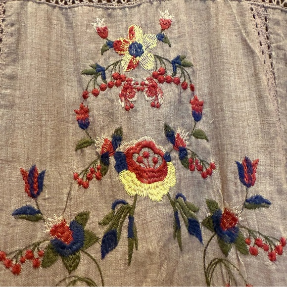 Umgee Mini Dress Women’s Med Brown Taupe Embroidered Floral Lace Crochet Boho - Picture 6 of 11